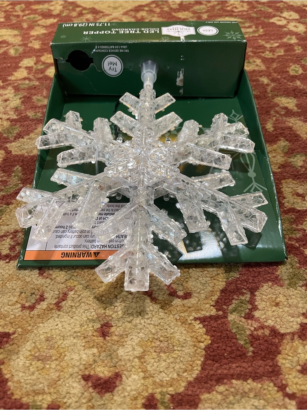 Holiday Time Clear LED Color-Changing Snowflake Tree Topper - Picture 5 of 17